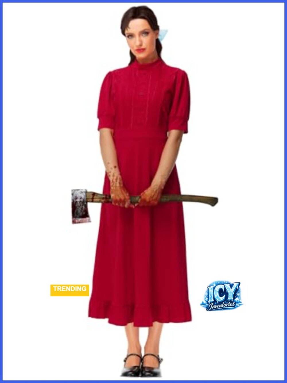 Halloween Horror Movie Red Costume Short Sleeve Gothic Dress